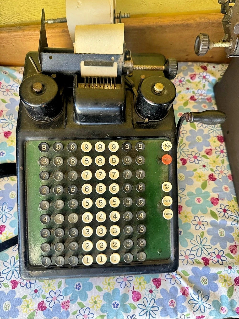 Vintage Burroughs Portable Hand-Crank Adding Machine